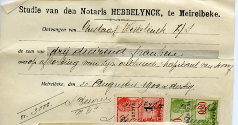 Ontvangstbewijs van de afbetaling van een hypothecair krediet, Merelbeke, 1930