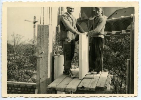 Bouwvakkers aan het werk, Brussel, 1960