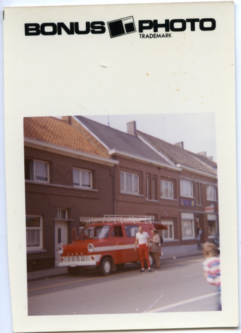 Brandweerwagen tijdens de Bacchus stoet, Sint-Lievens-Houtem, 1970-1980