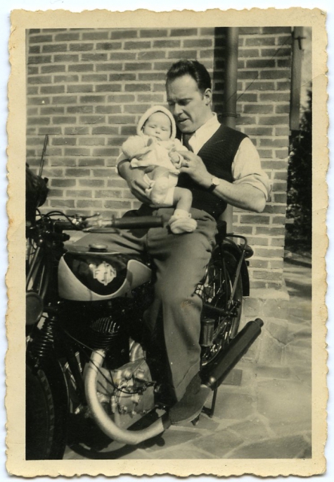 Samen op de motorfiets, Melle, 1945-1950