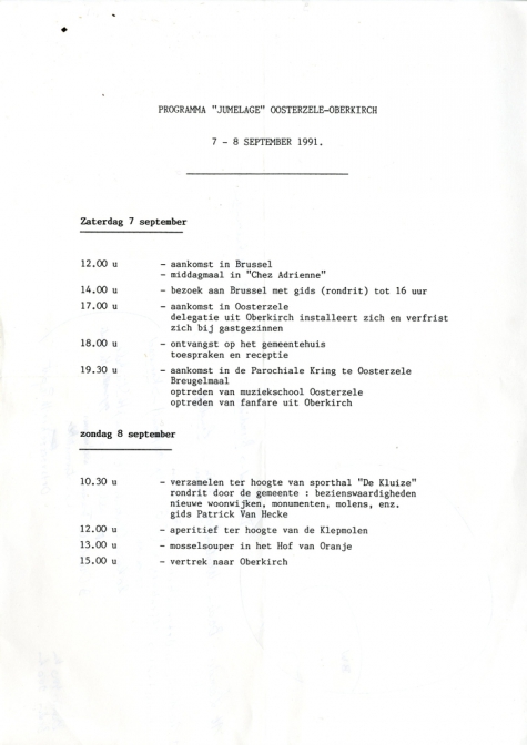Feestprogramma, Oosterzele, 1991
