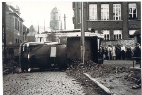 Ongeluk met de tram op de lijn Gent-Geraardsbergen, Bottelare, 20/08/1950.