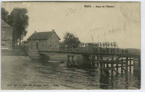 Brug over de Schelde te Melle in 1906