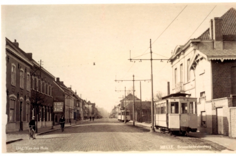 Tram van de lijn Melle-Gentbrugge, Melle, 1938.