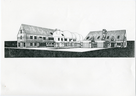 Tekening van de gebouwen van de rijkswacht, Oosterzele, 1984-1985