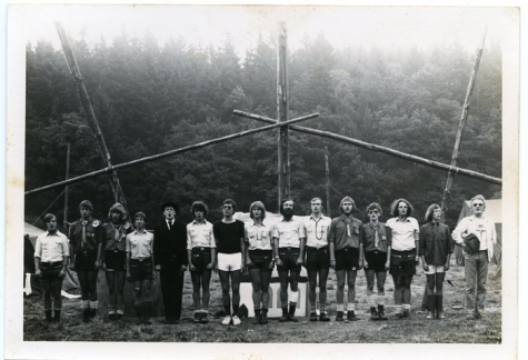 De leiding op kamp in Tenneville, 1979.