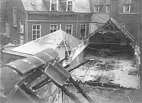 Vernielde glazen koepel van het OLV-Visitatieklooster van Sint-Amandsberg, 1915