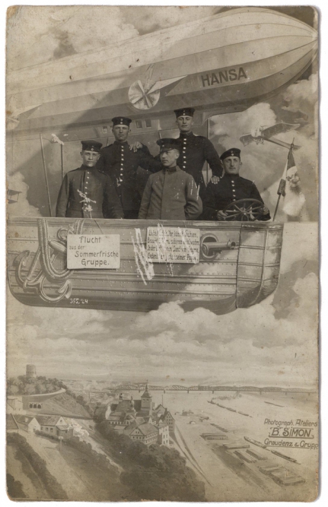 Zeppelin en soldaten, 1913