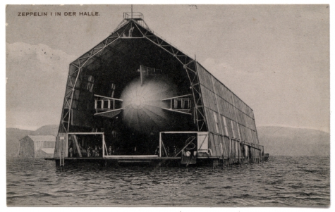 Drijvende zeppelinhal op Bodensee, 1908