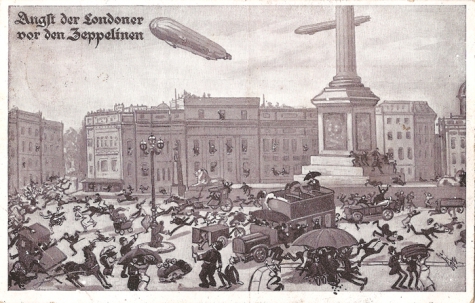 De schrik van de Londenaars voor de zeppelins, 1915
