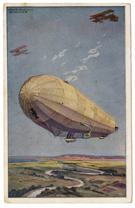 Luchtgevecht tussen zeppelin en vliegtuigen, 1916