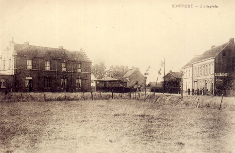 Het stationsplein van Gontrode, eind 19de eeuw