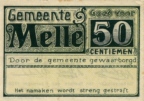 Oorlogsgeld van de gemeente Melle, 1914-1918