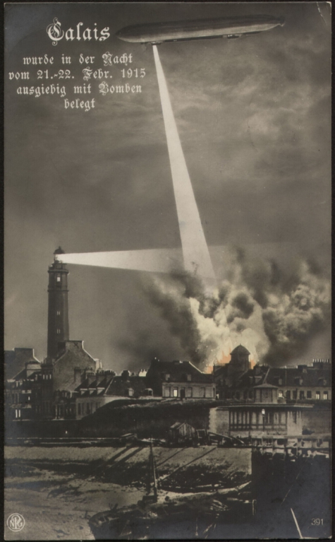 Zeppelinaanval op Calais vanuit Gontrode, 1915