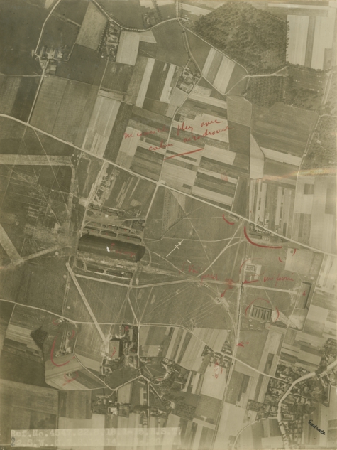 Luchtfoto van het vliegveld van Gontrode, 1917