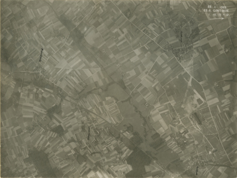 Bovenzicht op het vliegveld van Gontrode, 1917
