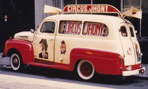 Promomobiel van Circus Jhony op Houtem Jaarmarkt, ca. 1960