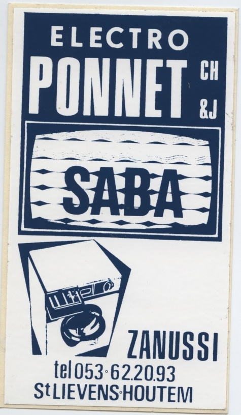 Sticker elektrowinkel Ponnet, Sint-Lievens-Houtem, 1969-1978