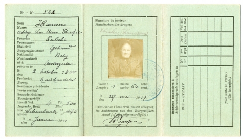 Identiteitskaart Eulalie Hanssens, Oosterzele, 1919