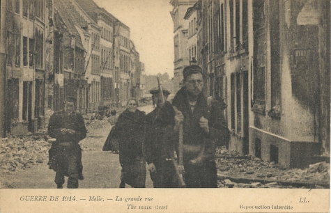 GUERRE DE 1914. - Melle. - La grande rue / The main street. 