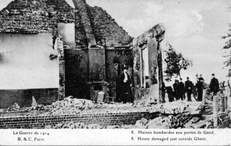 8. Maison bombardée aux portes de Gand. / 8. House damaged just outside Ghent.