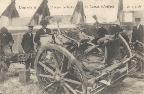 L'Incendie et l'Attaque de Melle. Le Caisson d'Artillerie qui a sauté.