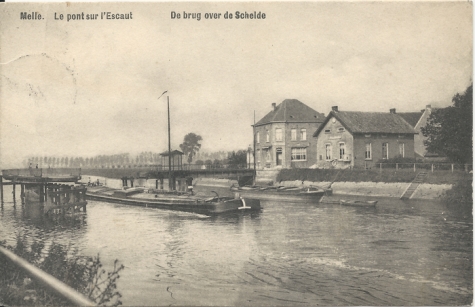 Melle. Le pont sur l'Escaut De brug over de Schelde