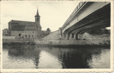 / 1. Melle  Kerk en Scheldebrug (gezien van Scheldeoever)