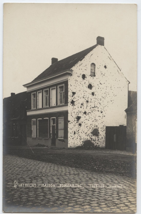 Gebombardeerd huis te Kwatrecht, Melle, 1914-1915