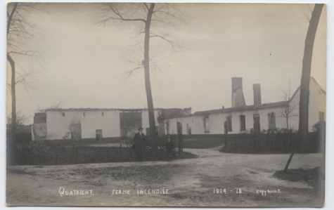 Uitgebrande hoeve, Kwatrecht, Melle 1914-1915