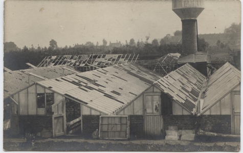 Beschadigde serres, Melle, 1914
