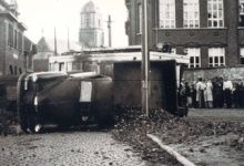 Ongeluk met de tram op de lijn Gent-Geraardsbergen, Bottelare, 20/08/1950.