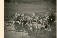 Chiro Melle, waterspel op kamp in Maboge, 1961 Chiro Melle, waterspel op kamp in Maboge, 1961