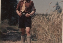 André Poppe in chiro-uniform, Moulbaix, 1951