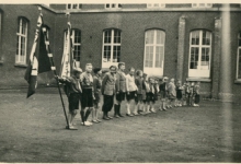 Openingsformatie chiro Melle in College Melle, 1950(?)