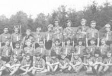 Groepsfoto rakkers chiro Melle, Willerzie, 1974