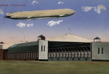 Dubbele zeppelinloods in Leipzig, 1915 Dubbele zeppelinloods in Leipzig, 1915