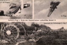 Neergestorte zeppelin LZ4 in Echterdingen, 1908