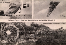 Neergestorte zeppelin LZ4 in Echterdingen, 1908 Neergestorte zeppelin LZ4 in Echterdingen, 1908