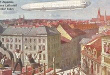 Zeppelin in volle vlucht, 1910 Zeppelin in volle vlucht, 1910