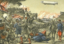 Bestorming Luik gesteund door zeppelins, 1914 Bestorming Luik gesteund door zeppelins, 1914