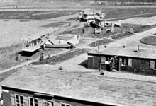 Barakken op het vliegveld van Gontrode, 1917
