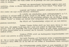 Brief met het programma van 1975 van Circus Piste