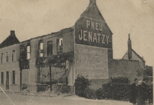 Door de Duitsers in brand gestoken huis, Kwatrecht, Melle, 1914-1918