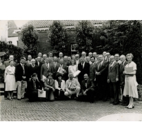 Koninklijke fanfare Sint-Martinus naar aanleiding van diploma gouvernement, Balegem, 1979