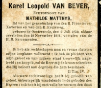 Bidprentje Karel Van Bever, Oosterzele, 1911