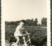 Marc Moerman op zijn driewieler, Merelbeke, 1962