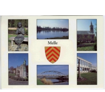 Kleurpostkaart met zes foto&#039;s van Melle