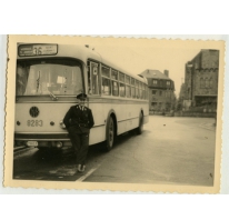 Op de foto met de bus, Brussel, 1961