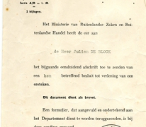 Brief ter kennisgeving, Brussel, 1956